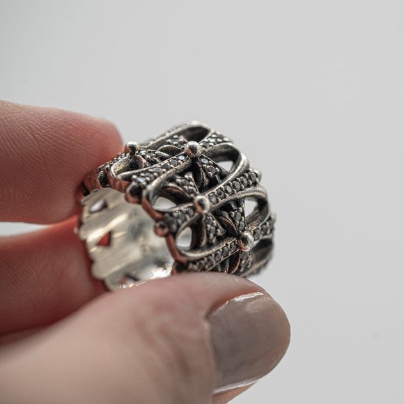 [SOLD] Silver Cemetery Ring Chrome Hearts CZ Sz 6 925 CH 2003, Unisex - Picture 2 of 10